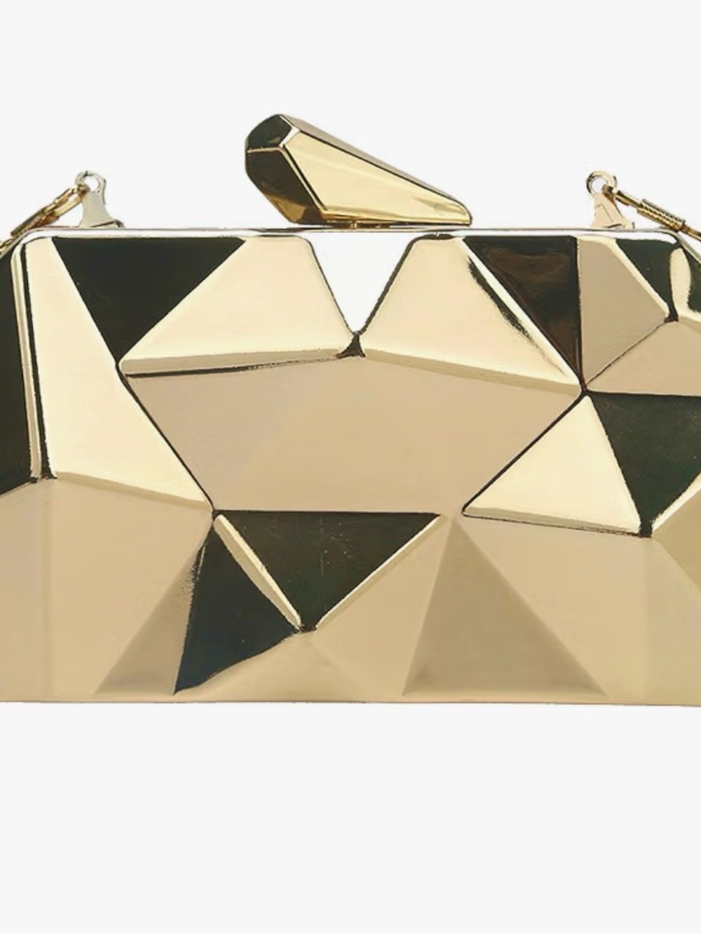 Gold Geometric Hardcase Evening Clutch